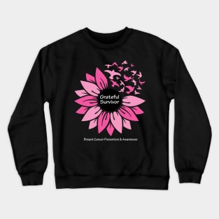 Breast cancer survivor flower & birds with white type Crewneck Sweatshirt